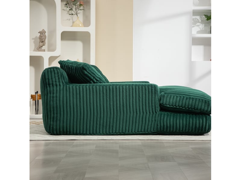  Canapé droit convertible 1 place en velours côtelé vert émeraude, 3 coussins, idéal pour se détendre  - Conforama E