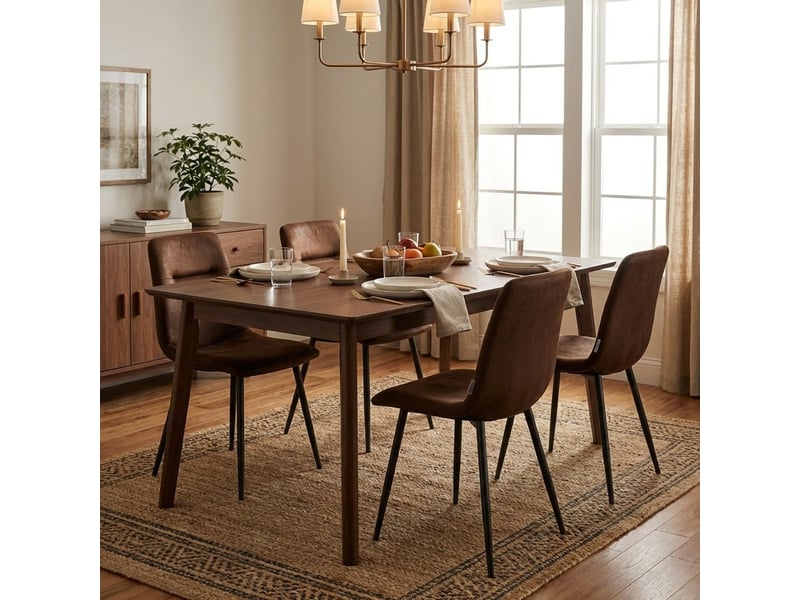 Lot de 4 chaises design en similicuir et métal pour salle à manger tia - marron - Conforama B