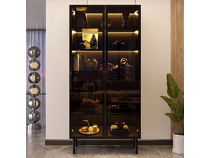 Vitrine coloris noir 4 étagère(s) <strong>KORFEE</strong> <strong></strong> - 50.95 cmx70 cm