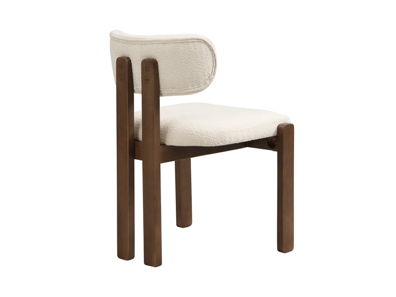  Lot de 6 chaises de salle à manger en bois massif noyer, tissu bouclette, modernes  - Conforama E
