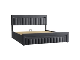 Lit avec rangement 140x190 cm <strong></strong> <strong></strong> coloris gris