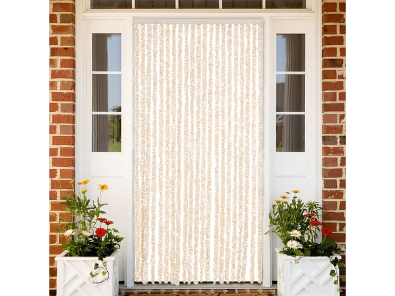  Rideau anti-mouches, moustiquaire beige et blanc 90x200 cm chenille cf43495  - Conforama B