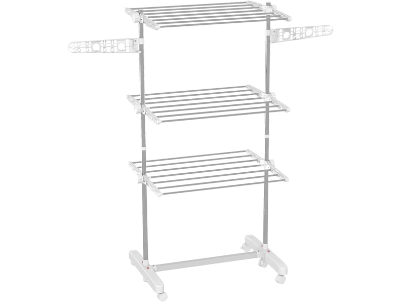  Étendoir à linge pliable 142x55x152 cm 3 niveaux à roulettes acier blanc  - Conforama A