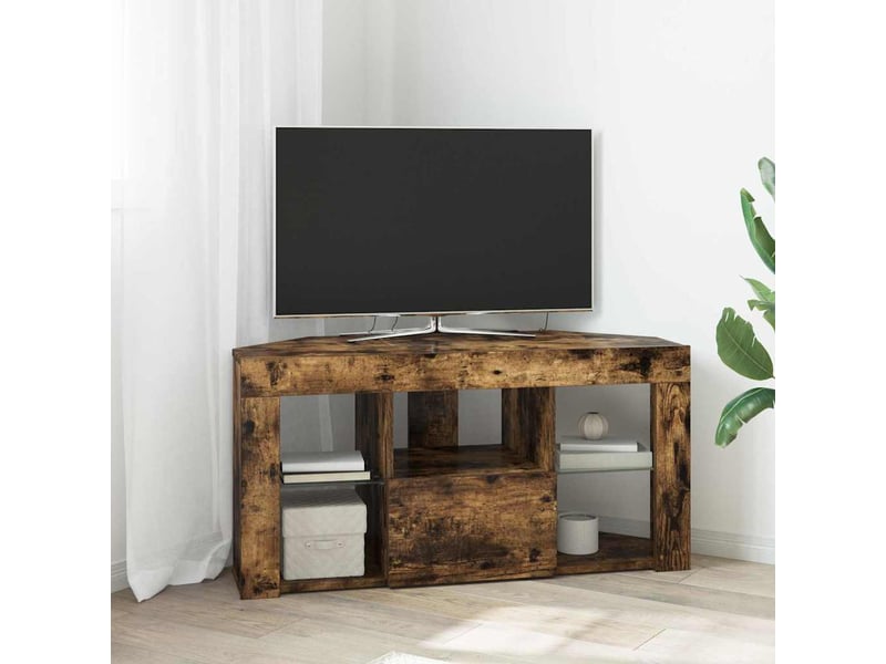  Meuble tv led d'angle 100x40x50 cm chêne fumé  - Conforama B