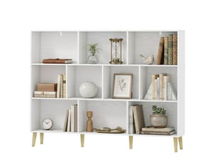 Bibliothèque à 3 niveaux moderne 140 x 24 x 107 cm effet bois blanc