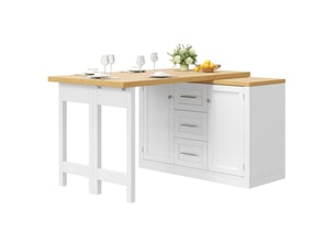 Îlot de cuisine multifonction 120x40x74 cm extensible et rotatif mdf blanc