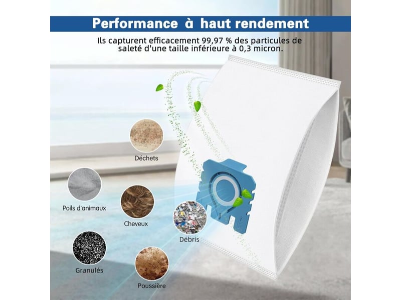  Lot de 12 sacs à poussière pure gn 3d compatibles avec les aspirateurs miele hyclean gn classic c1 complete c2 complete c3  - Conforama D