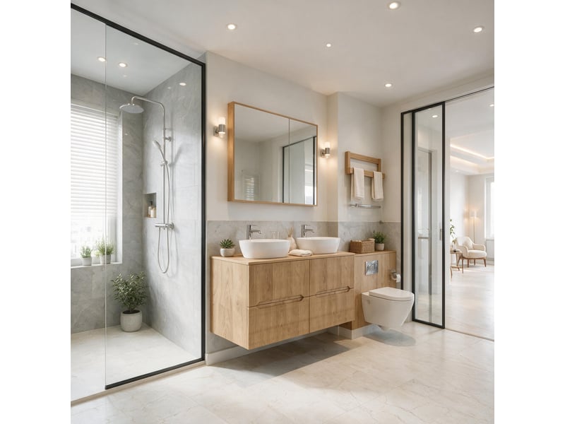 Meuble sous vasque suspendu avec plan 4t novo l.160 cm effet chêne hikora - Conforama B