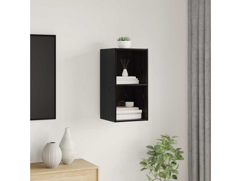  Ensemble meuble tv - banc tv - meuble de rangement 37 x 37 x 72 cm chêne noir bois d'ingénierie  - Conforama B