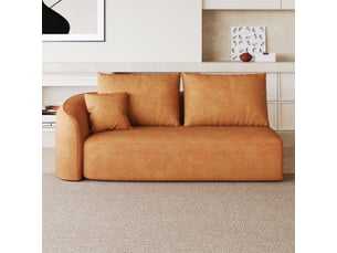 Canapé 2 places orange en tissu chenille avec mousse haute résilience, longueur de 160 cm, sans montage requis pour le salon