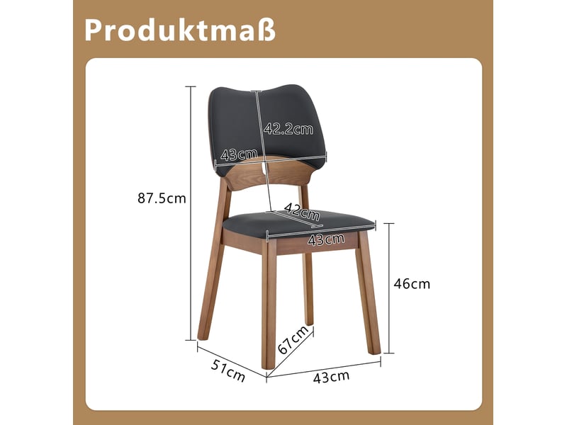  Lot de 2 chaises de salle à manger, chaise cuisine, chaise design papillon, assise confort, noir, bois, design contemporain  - Conforama C