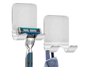Support de douche 2 pièces,crochet autocollant adhésif en acier inoxydable - porte-serviette sans percer pour salle de bain et cuisine