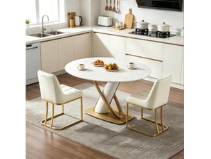 Chaise de salle à manger 52.5x42.5x 84cm, lot de 2, ergonomique, stable et moderne, en métal, coloris beige