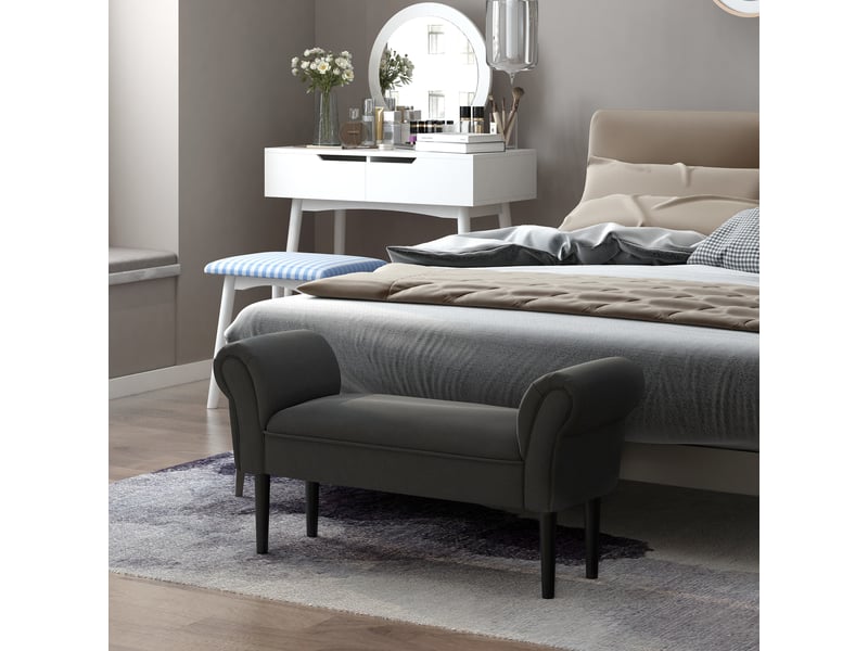  Banc de lit, design intemporel, revêtement souple, jusqu'à 130 kg, noir, 102 x 36 x 51 cm  - Conforama D