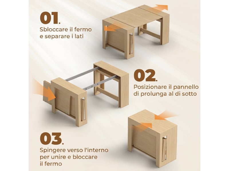 Console extensible pour 10 personnes, effet bois clair - Conforama E
