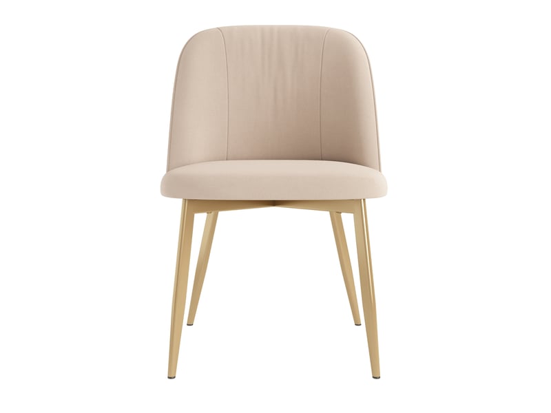  Lot de 2 chaises salle à manger 53x50x80cm, confort contemporain, dossier ergonomique, pour salon, cuisine, métal, beige+doré  - Conforama A