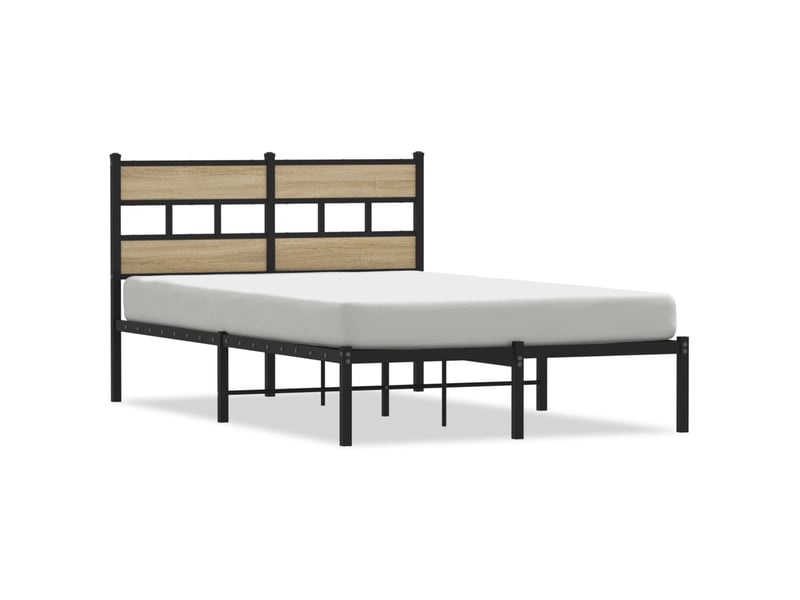  Lit double- lit adulte -  cadre de lit en métal sans matelas chêne sonoma 120x190 cm  - Conforama A