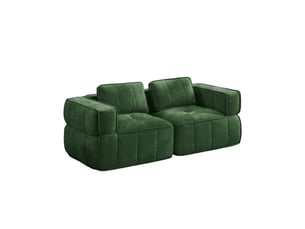 Canapé droit compressé fixe <strong>SANS MARQUE</strong> <strong></strong> 2 places Velours Vert