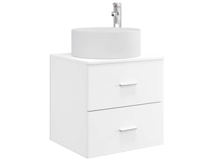 Vanité de lavabo mural, meuble de rangement blanc 49.5x44.5x65.5 cm