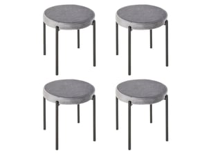 Tabourets de cuisine lot de 4 empilables avec assise rembourrée - acier aspect velours gris foncé, 41,5 × 41,5 × 46 cm
