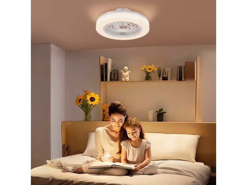  Ventilateur de plafond avec lumière et télécommande 6 vitesses, minuterie, luminosité réglable, blanc Z-B31-513V00WT - Conforama A