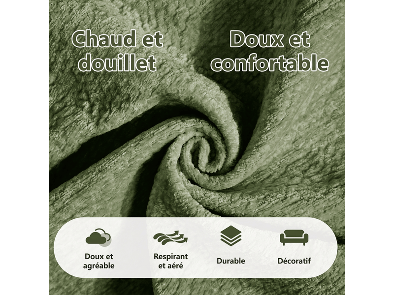 Canapé d'angle 4 places en l modulaire chenille 330 x 149 x 90 cm avec ottomane mobile - Conforama W