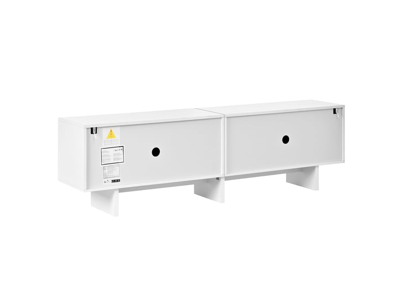  Meuble tv blanc 4 portes motif arche géométrique, façades en relief, cloison centrale, 170 x 35 x 50 cm  - Conforama E