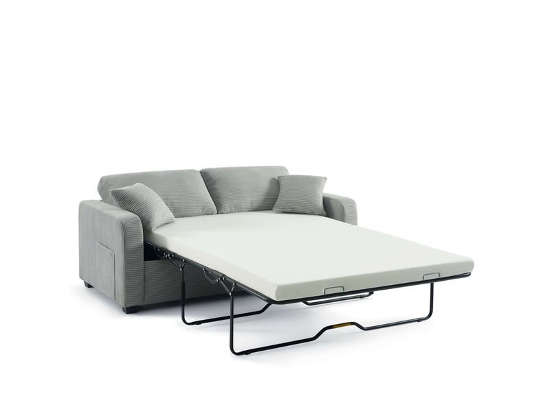  Canapé droit express serva 3 places velours côtelé gris  - Conforama D