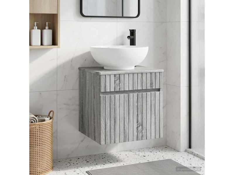 Meuble de lavabo mural, rangement salle de bain sonoma gris 49x44.5x66.5 cm - Conforama B