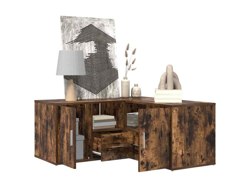  Armoire d'angle, armoire de rangement chêne fumé 160x40x45 cm bois d'ingénierie  - Conforama D