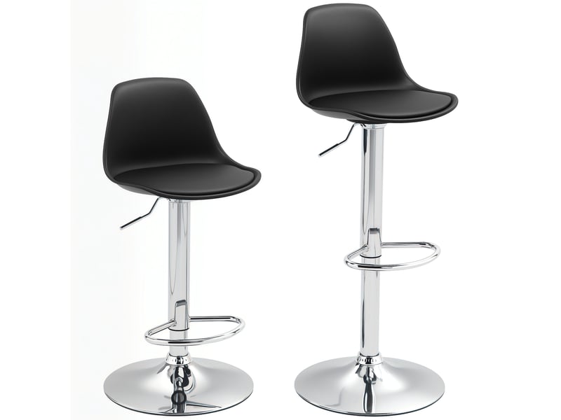 Lot de 2 tabourets de bar réglables 42 x 38 x 82-104 cm – noir – pivotants avec dossier et repose-pieds - Conforama A