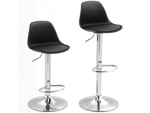 Lot de 2 tabourets de bar réglables 42 x 38 x 82-104 cm – noir – pivotants avec dossier et repose-pieds