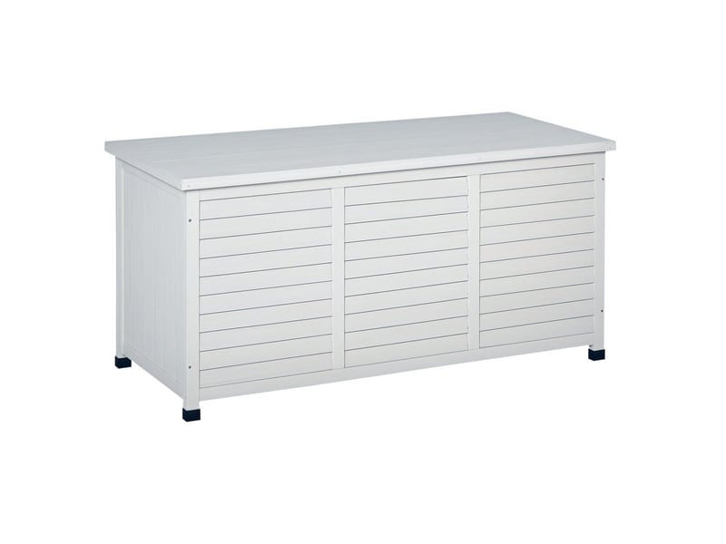  Cassapanca d’extérieur imperméable en bois de sapin avec couvercle et base surélevée, 127 x 56 x 60 cm, blanc 84B-458WT - Conforama D