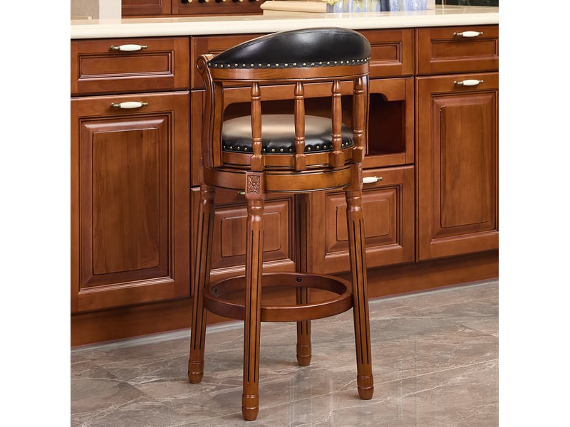  Tabouret de bar 54,8x54,8x96 cm pivotant à 360° bois noir  - Conforama D