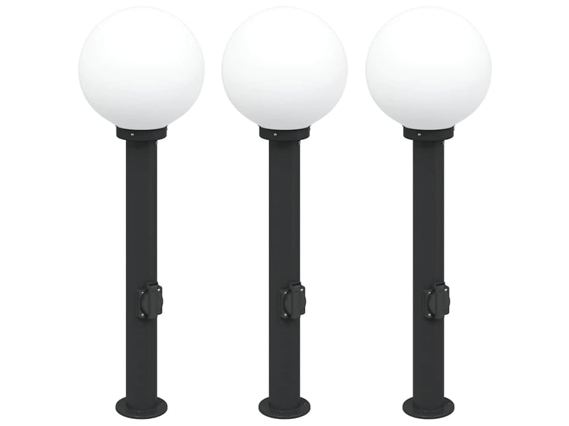 Lot de 3 borne lumineuse avec sortie 80 cm noir ip44 - Conforama A