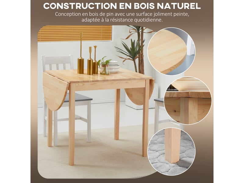  Table de salle à manger pliante ovale 140l x 70l x 75h cm en bois massif 2 abattants peu encombrante  - Conforama R