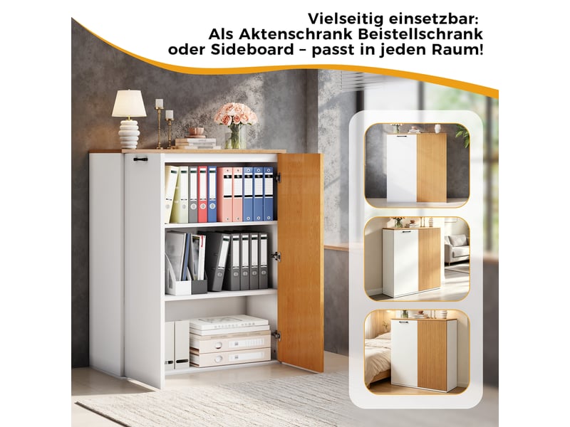  Meuble de rangement haut en mdf coloris blanc et chêne 80 x 40 x 110 cm N880P5146334W - Conforama D