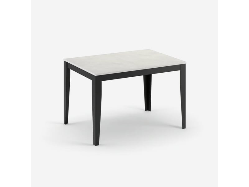  Table de salle à manger extensible avec pieds noirs 156316x90 moon - blanc  - Conforama A