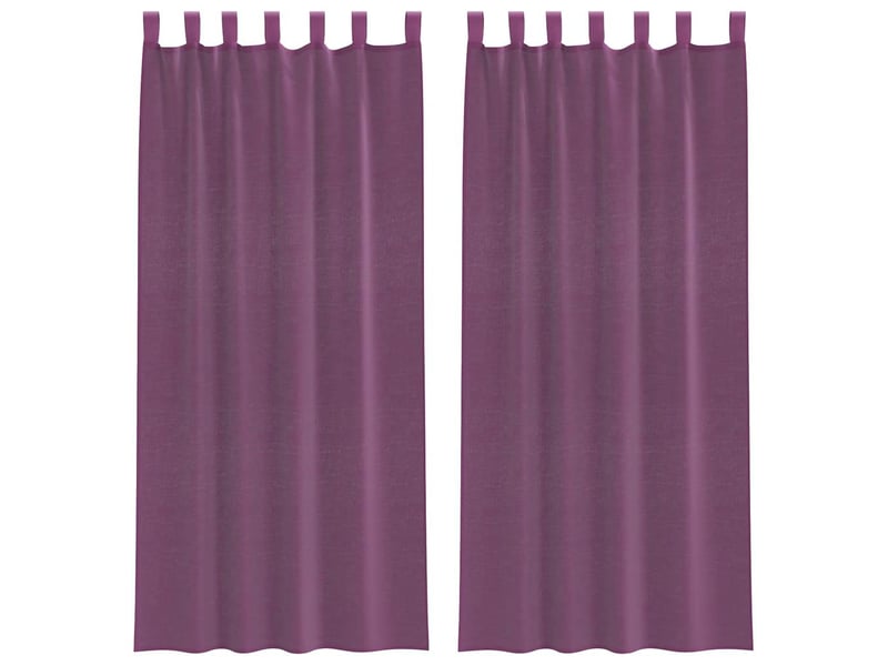 Lot de 2 rideaux en voile, voilages avec boucles violet 140x225 cm cf44338 - Conforama A
