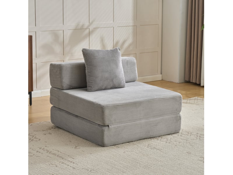 Canapé de sol convertible 92.5x92.5x60 cm 1 place gris clair  - Conforama B
