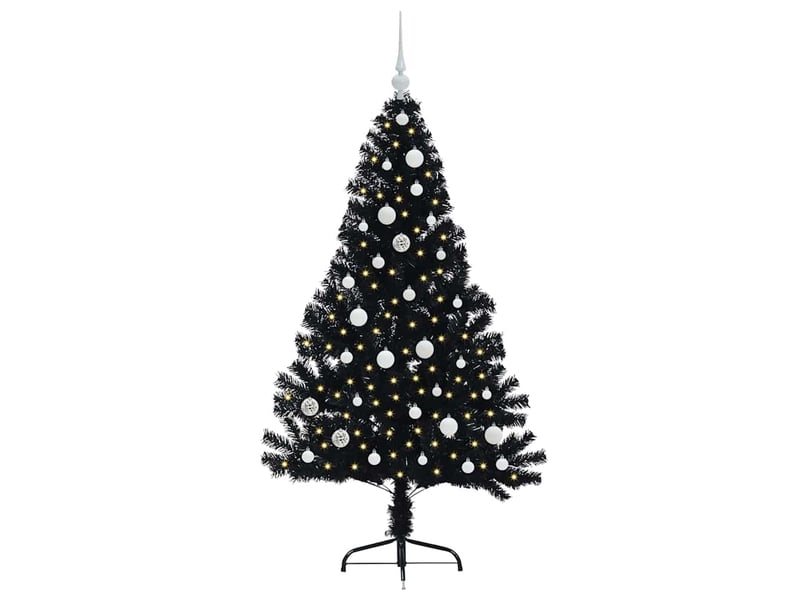  Sapin de noël - arbre de noël artificiel pré-éclairé noir 150 cm pvc  - Conforama C