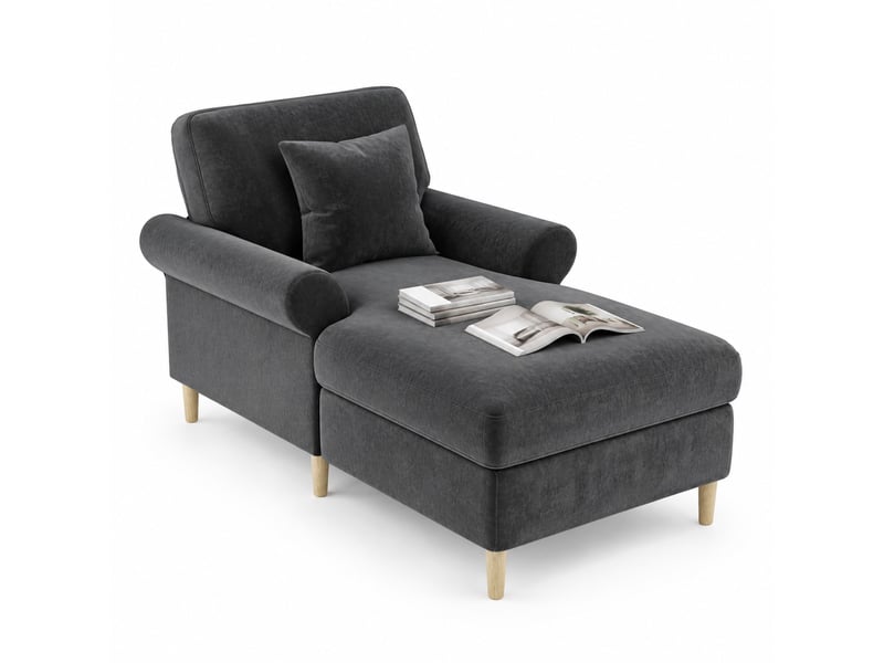  Fauteuil relax 133x87x90 cm en velours gris chicfurn  - Conforama A