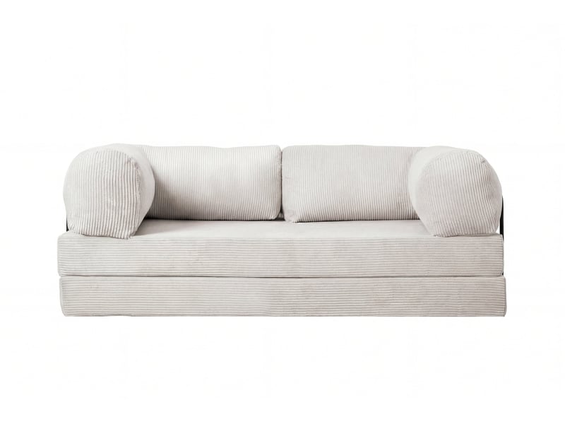  Cosima - canapé droit convertible petit velours côtelé 3 places beige  - Conforama A