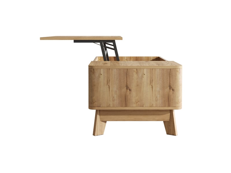  Table basse 95x48x50 cm, plateau escamotable, espace de rangement, table de salon, table basse salon, en mdf, naturel  - Conforama D