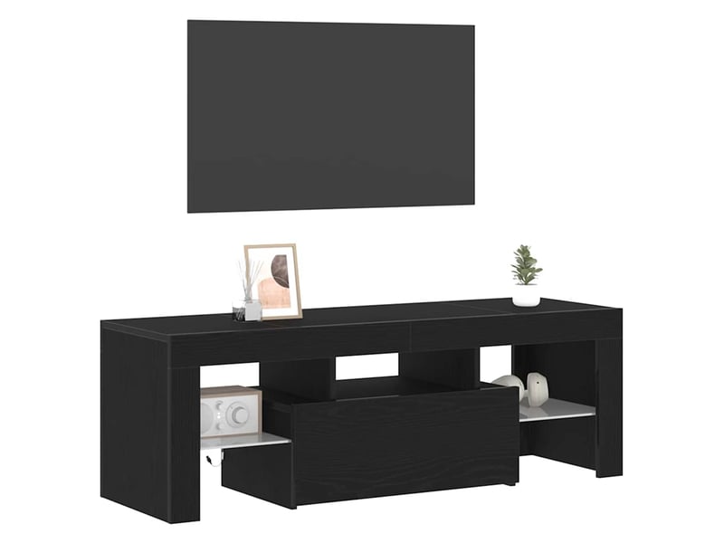  Meuble tv - banc tv - meuble de rangement 120 x 35 x 40 cm chêne noir bois d'ingénierie  - Conforama C