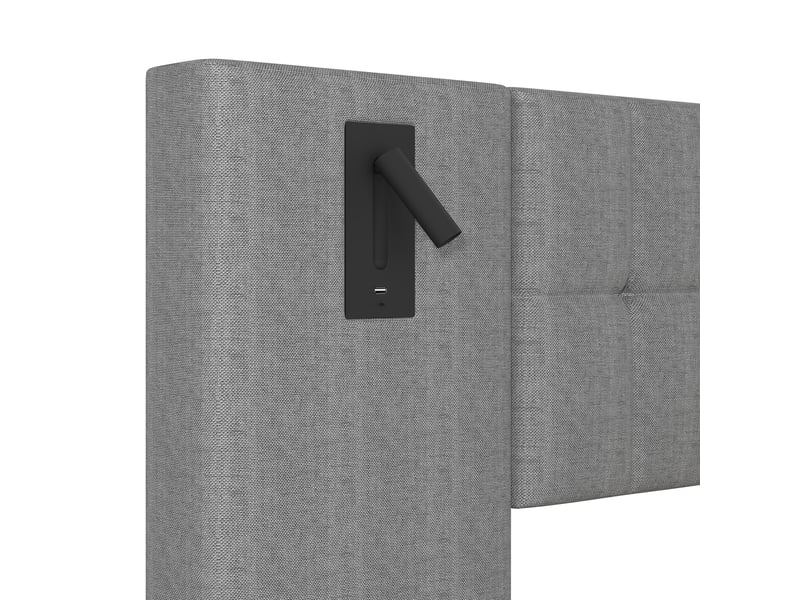 Lit double adulte avec led - 180x200 cm - gris - lin écologique - bande led multicolore - spot sur tête de lit - port usb - Conforama R
