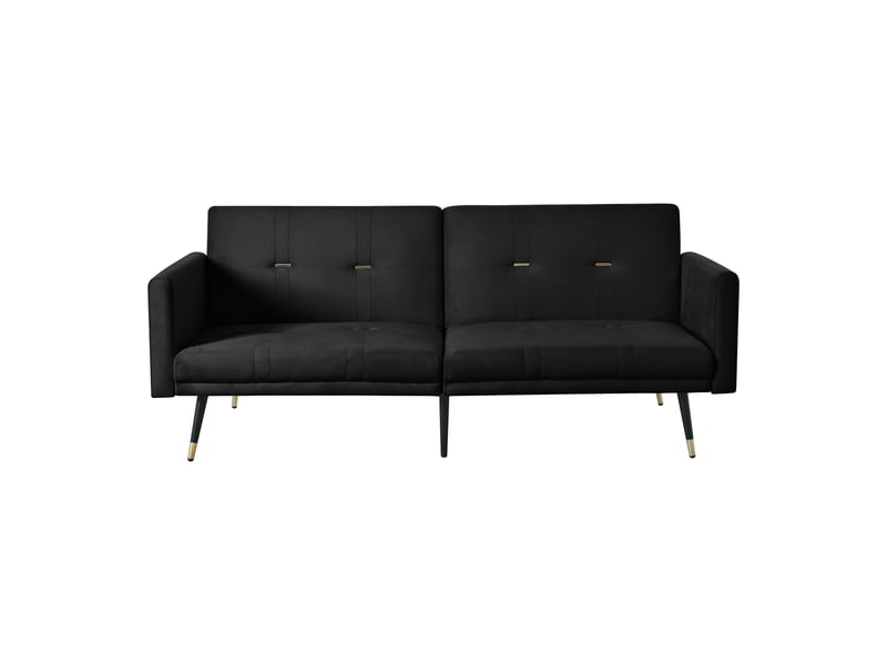  Canapé convertible 2 places noir en velours, canapé-lit réglable 5 positions avec pieds de 20cm, structure stable 180kg  - Conforama A