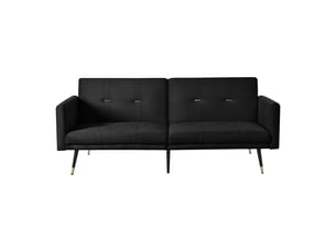 Canapé convertible 2 places noir en velours, canapé-lit réglable 5 positions avec pieds de 20cm, structure stable 180kg