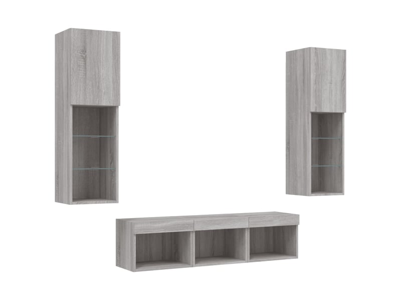  Unités murales tv avec led 5 pcs gris sonoma bois d'ingénierie shl63520  - Conforama E