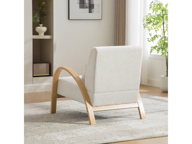 Fauteuil lounge scandinave, tissu chenille, ivoire, dimensions 80,5×70,5×82,5 cm - Conforama E